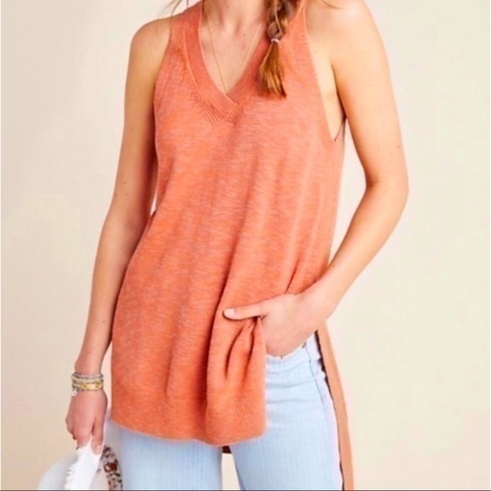 Anthropologie Desmond Knit Split Seam Sweater Vest Tunic